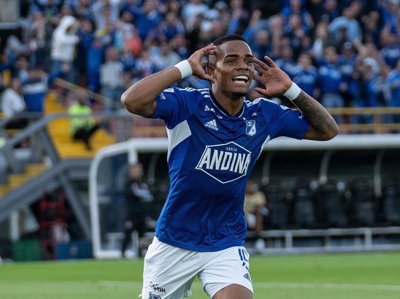 Edgar Guerra celebra su tercer gol ante el Medellín / Twitter: @Millosfcoficial.