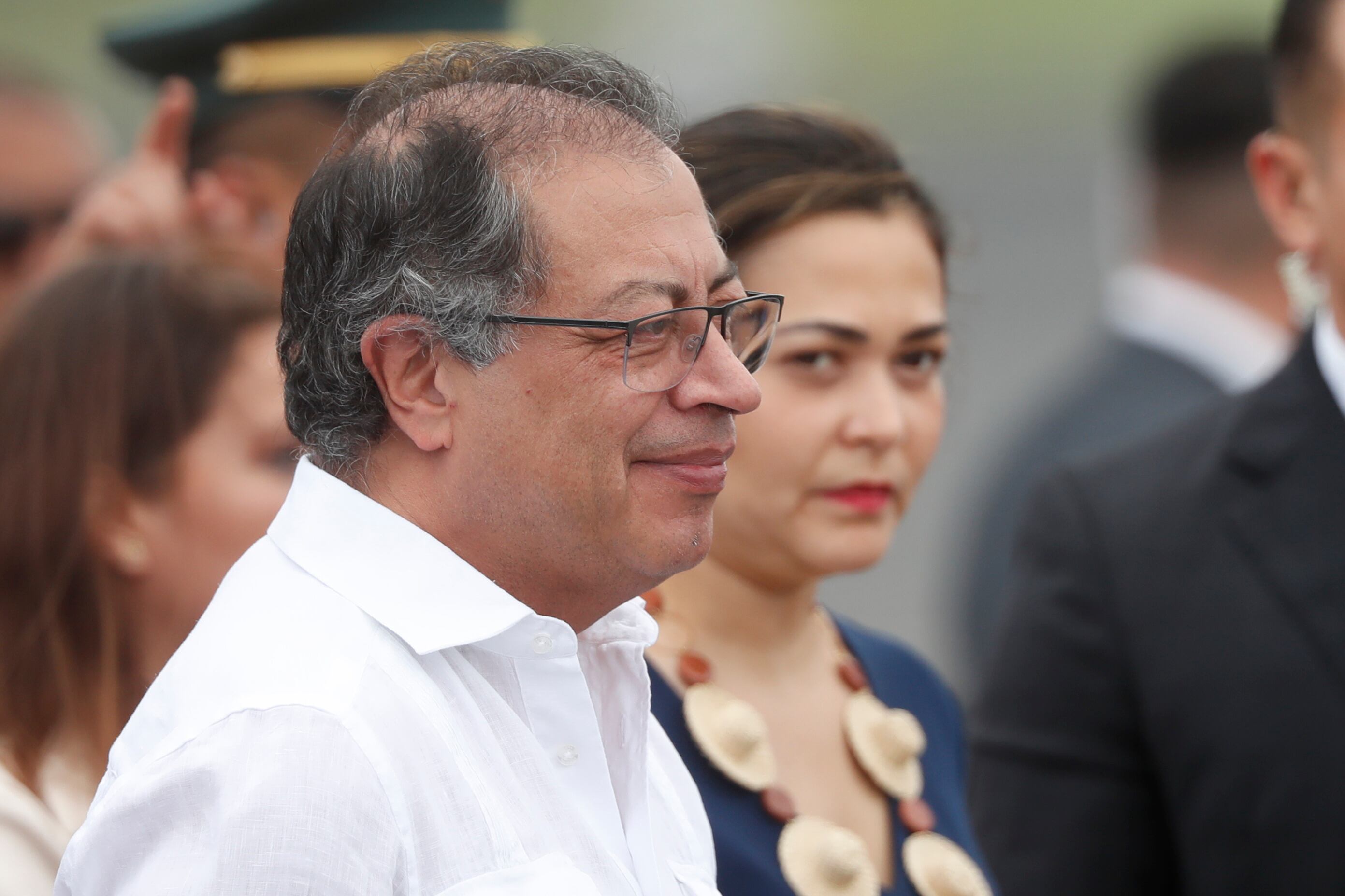 El presidente Petro llegó este domingo a Panamá para asistir a la ceremonia de investidura el lunes del presidente electo panameño, José Raúl Mulino. EFE/ Rodrigo Sura