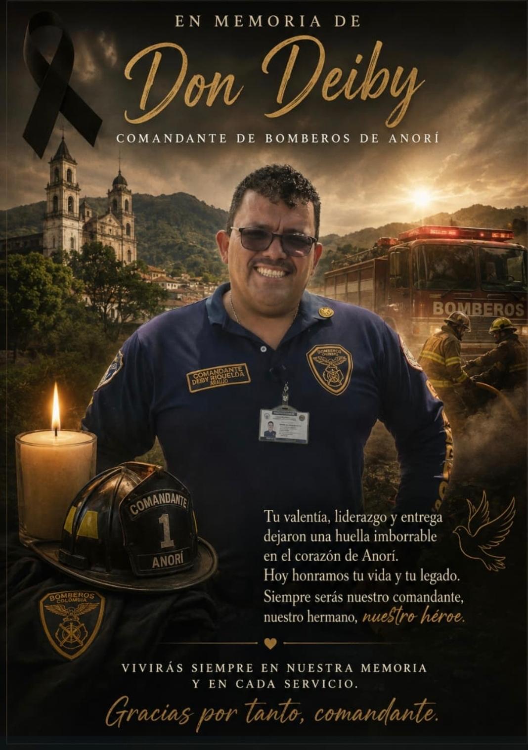 Capitán Deiby Arboleda, comándate de bomberos Anorí asesinado. Foto: suministrada.
