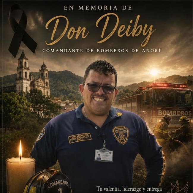 Capitán Deiby Arboleda, comándate de bomberos Anorí asesinado. Foto: suministrada.