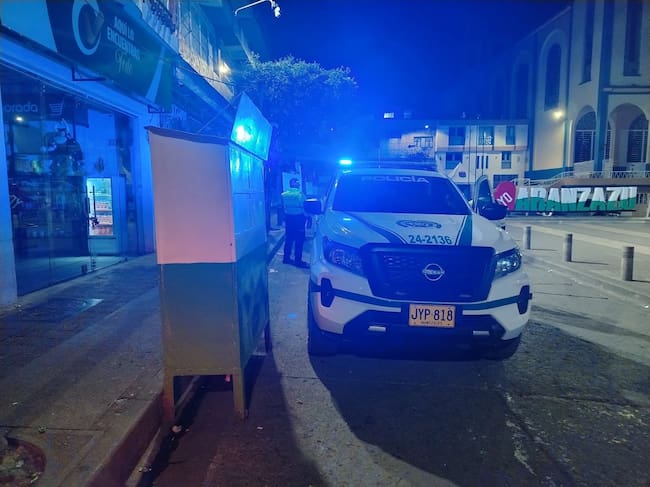 Uniformados de la policía en el municipio de Aranzazu. Foto: Policía Caldas.