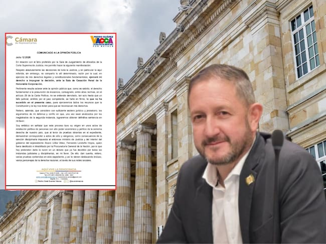 El congresista boyacense, Pedro José Suárez Vacca, emitió un comunicado refiriéndose al fallo de la Corte Suprema de Justicia.