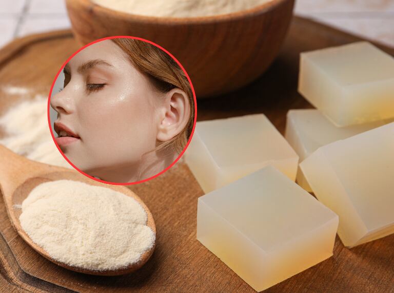 Gelatina sin sabor / Persona luciendo piel sana (Getty Images)