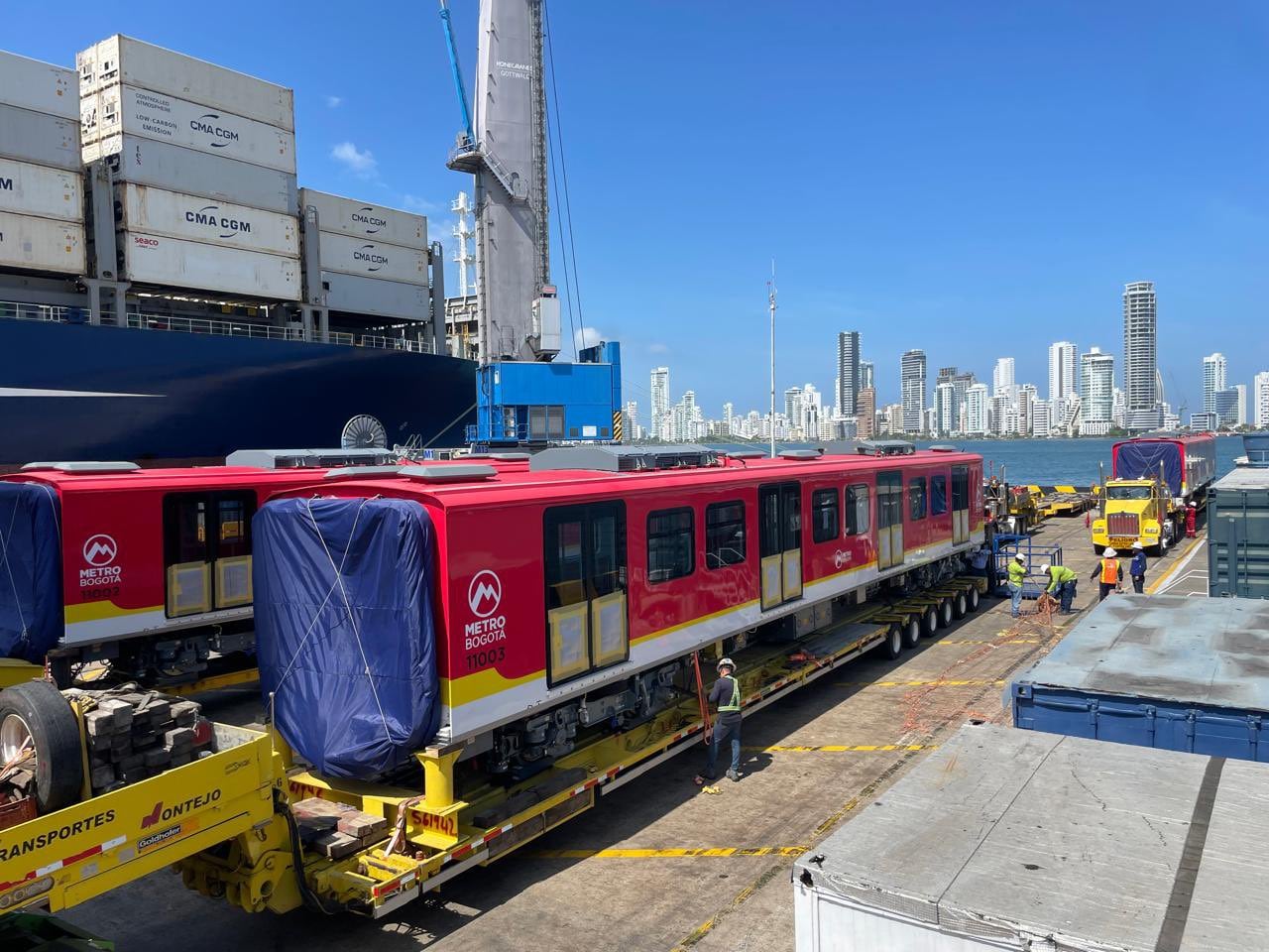 Metro de Bogotá: ya está en Colombia el noveno tren de la Línea 1, pronto llegará a la capital