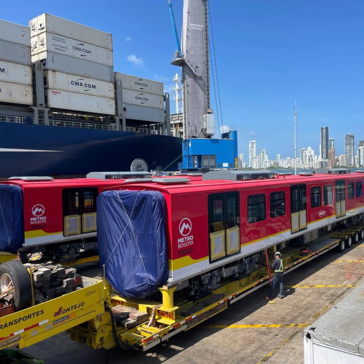 Metro de Bogotá: ya está en Colombia el noveno tren de la Línea 1, pronto llegará a la capital