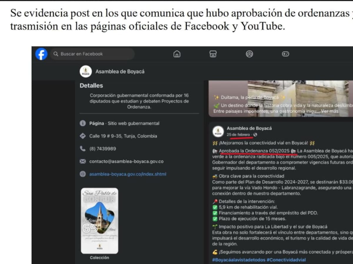 Diputada denuncia eliminación de más de 16 sesiones de la Asamblea de Boyacá en páginas oficiales