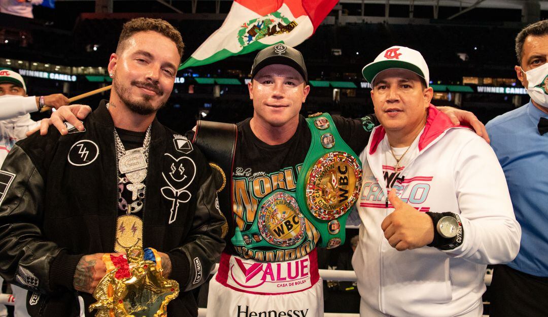 J Balvin y boxeador mexicano Saúl 'Canelo' Álvarez,