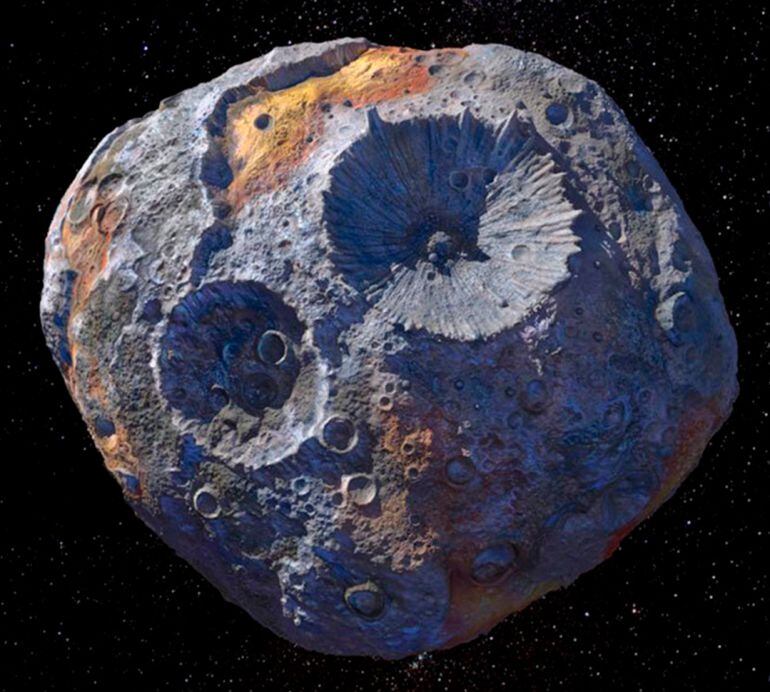 Concepto artístico del asteroide Psyche 16