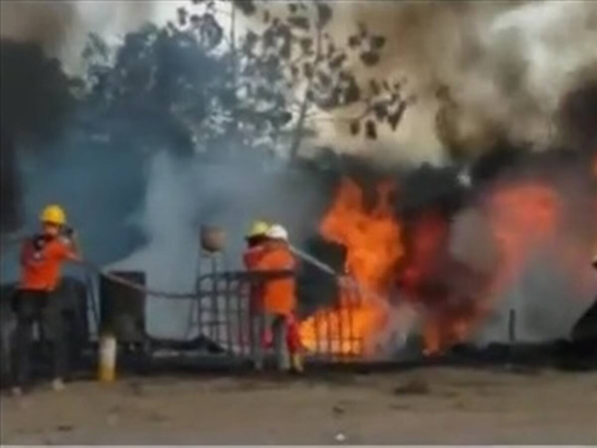 Se incendia bodega de acpm ilegal en Aguachica