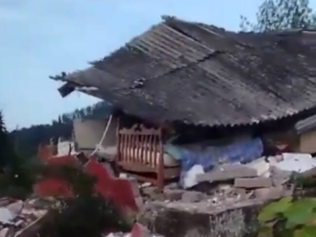 Viviendas colapsadas por sismo en Frontino, Antioquia. Foto: Cortesía.