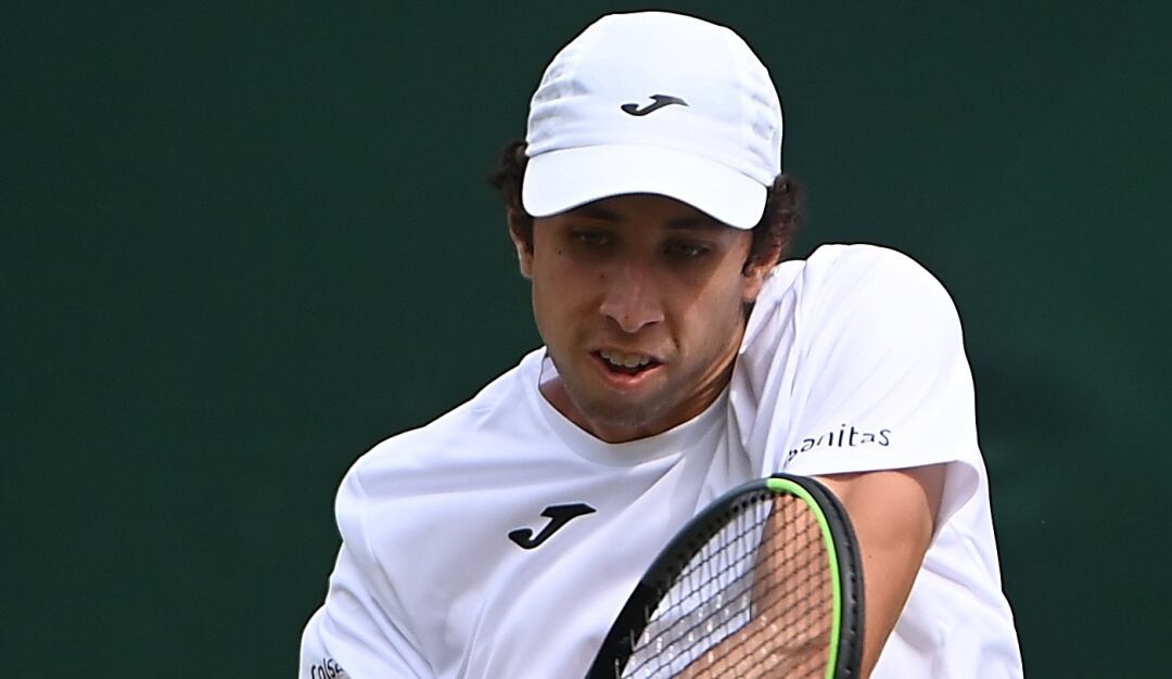 Daniel Galán durante su juego de segunda ronda de Wimbledon.