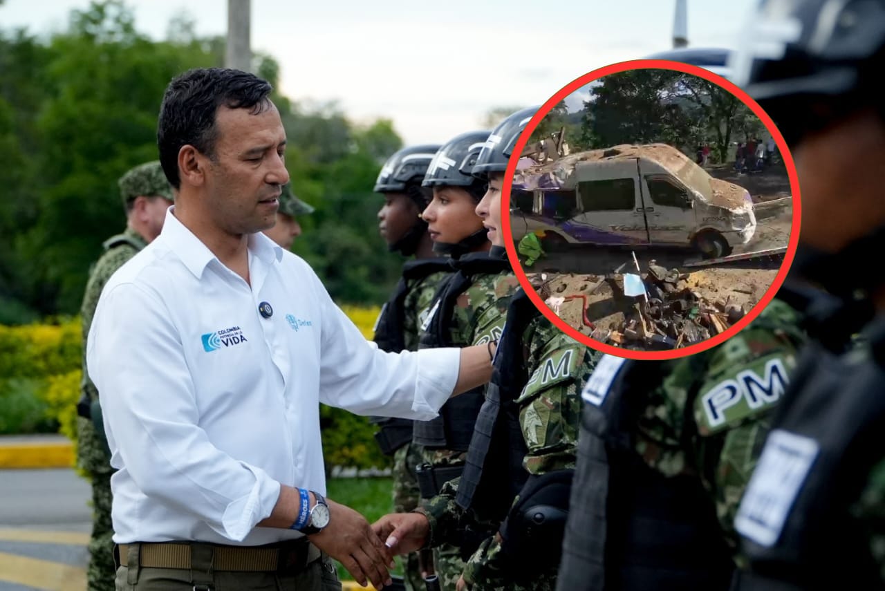 Ministro de Defensa, Pedro Sánchez eveluó las alteraciones al orden público en el Cauca. Crédito: Ejército Nacional.