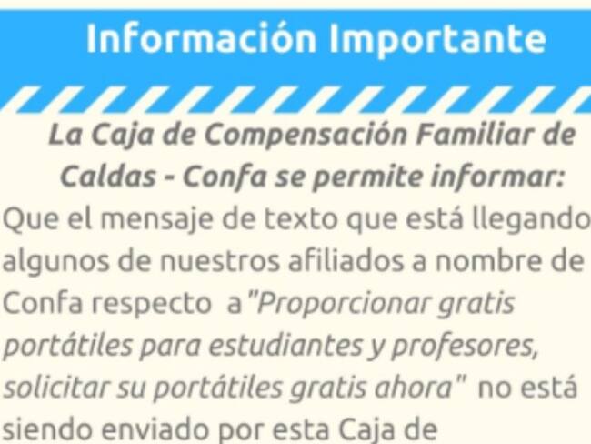 No se deje engañar con falsos mensajes a nombre de Confa