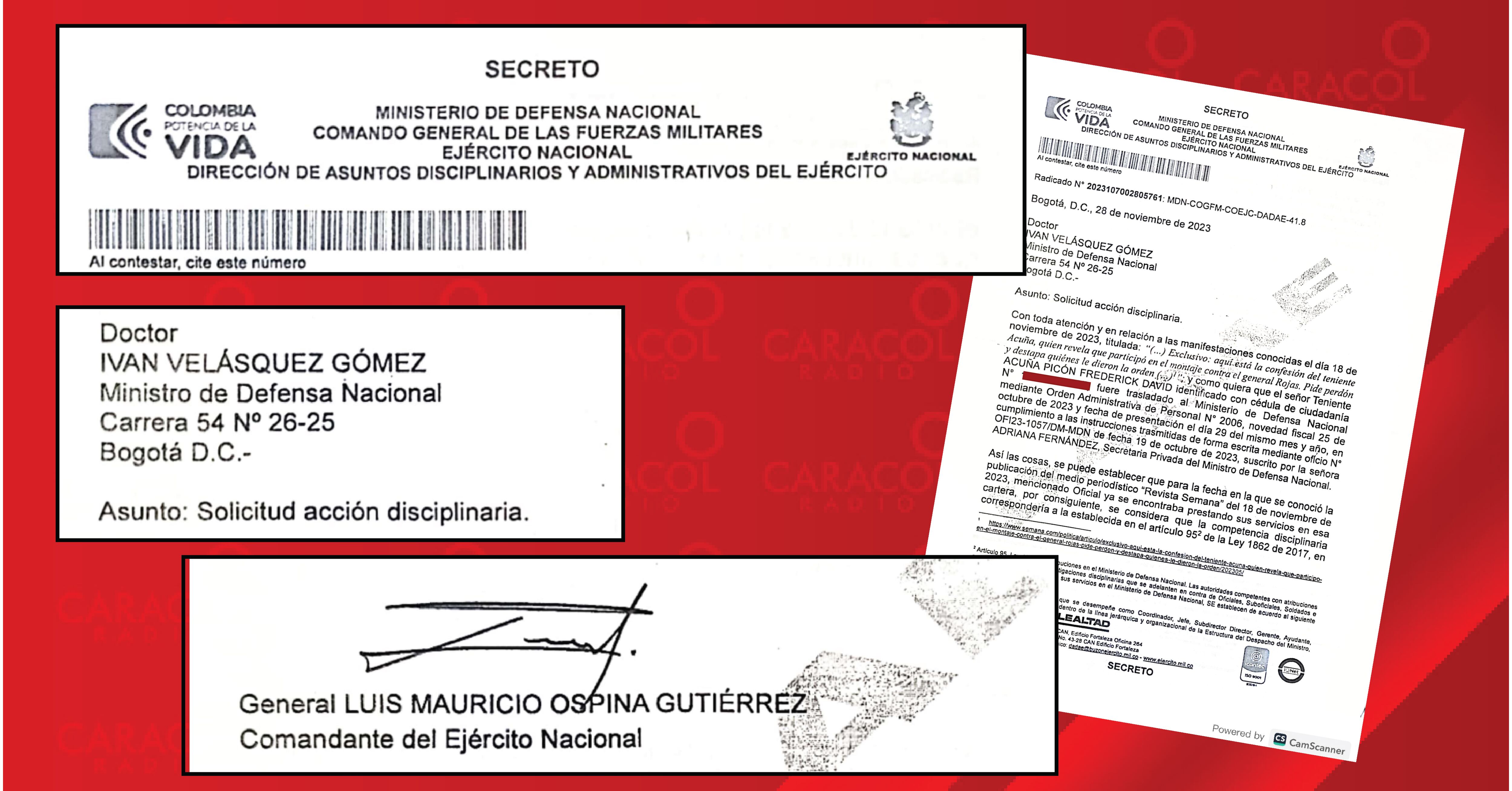 Solicitud de investigación al teniente Acuña