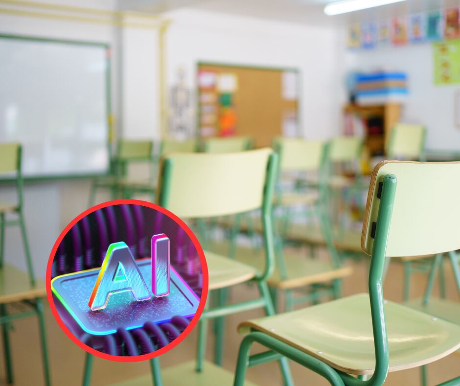 Salón de colegio y diseño IA (Getty Images)