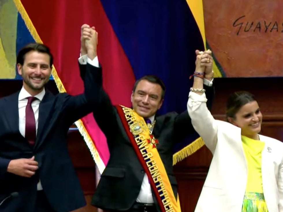 El presidente de Ecuador, Daniel Noboa, continuará en el cargo con el respaldo del parlamento y con la violencia como enfoque principal de gobierno.
(Foto: Cortesía)