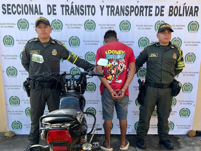 Detenido con licencia falsa.Foto: Policía de Bolívar.