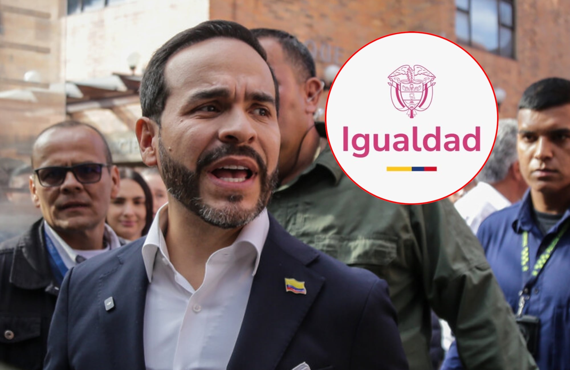 Abelardo de la Espriella y logo del Ministerio de la Igualdad. Fotos: (Colprensa - Catalina Olaya) / X @MinIgualdad_Col