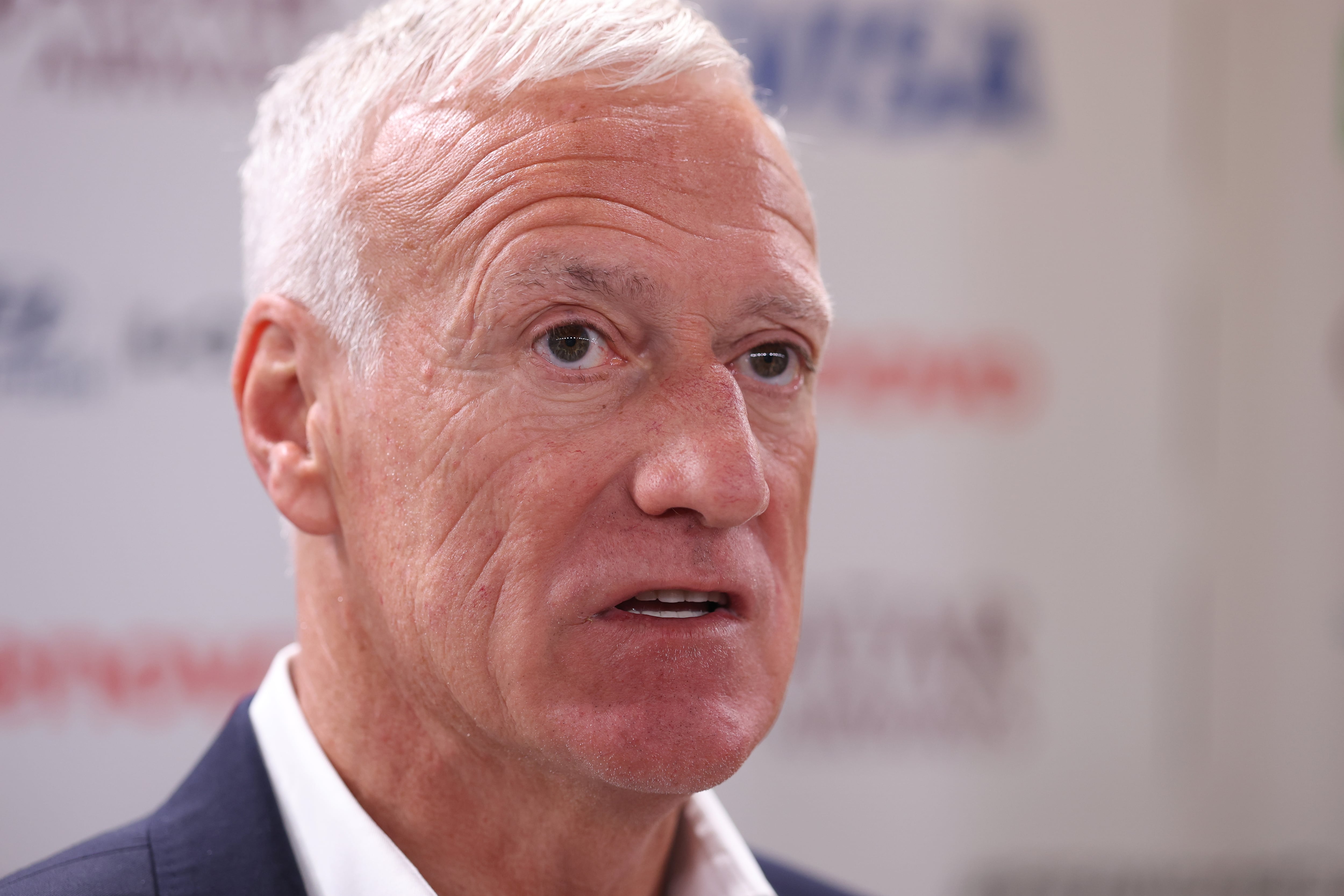 WASHINGTON, DC - DECEMBER 05: Didier Deschamps, Head Coach of France, speaks in the mixed zone after the FIFA World Cup 2026 Official Draw at John F. Kennedy Center for the Performing Arts on December 05, 2025 in Washington, DC. (Photo by Michael Regan - FIFA/FIFA via Getty Images)