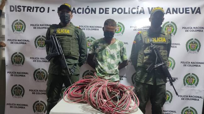 Según la Policía, los detenidos habrían hurtado 300 metros de línea eléctrica en el municipio de Villanueva