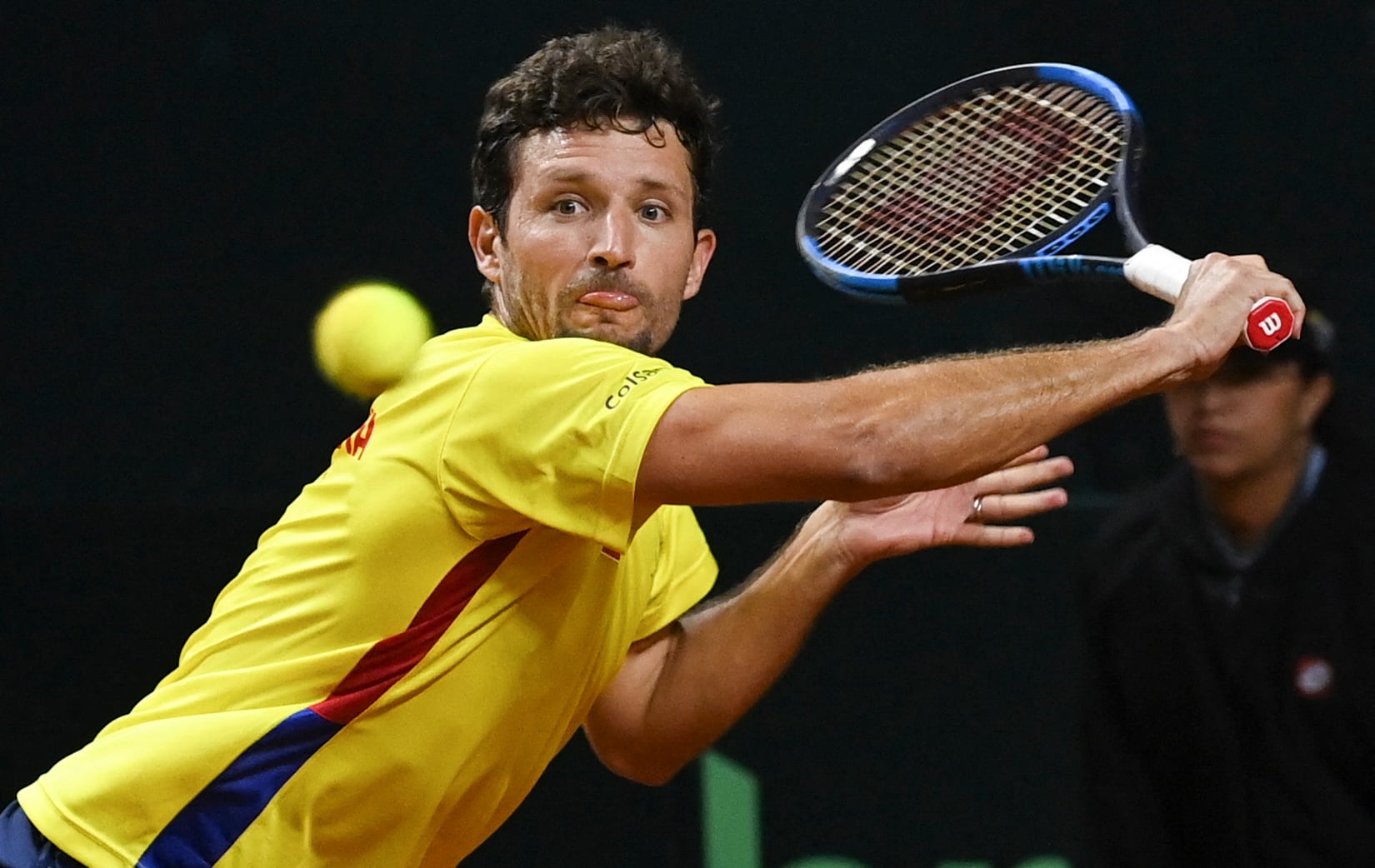 Nicolás Barrientos cayó ante Cameron Norrie en la Copa Davis. (Photo by Juan BARRETO / AFP) (Photo by JUAN BARRETO/AFP via Getty Images)