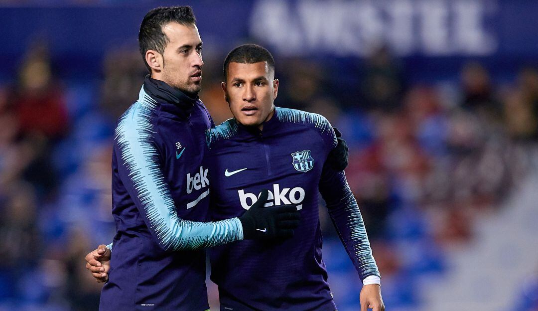 Sergio Busquets y Jeison Murillo en el Barcelona