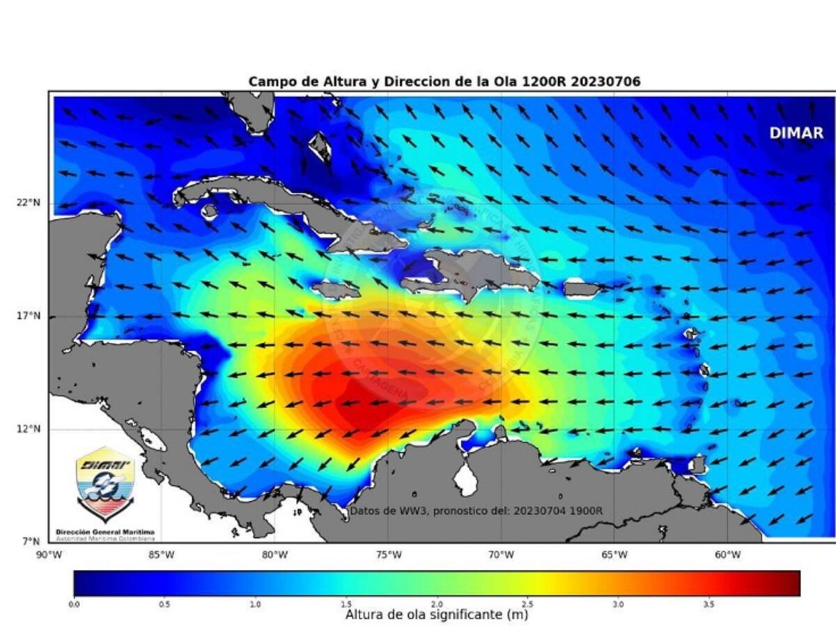 Dimar advierte fuertes vientos y aumento en la altura de las olas en la región Caribe