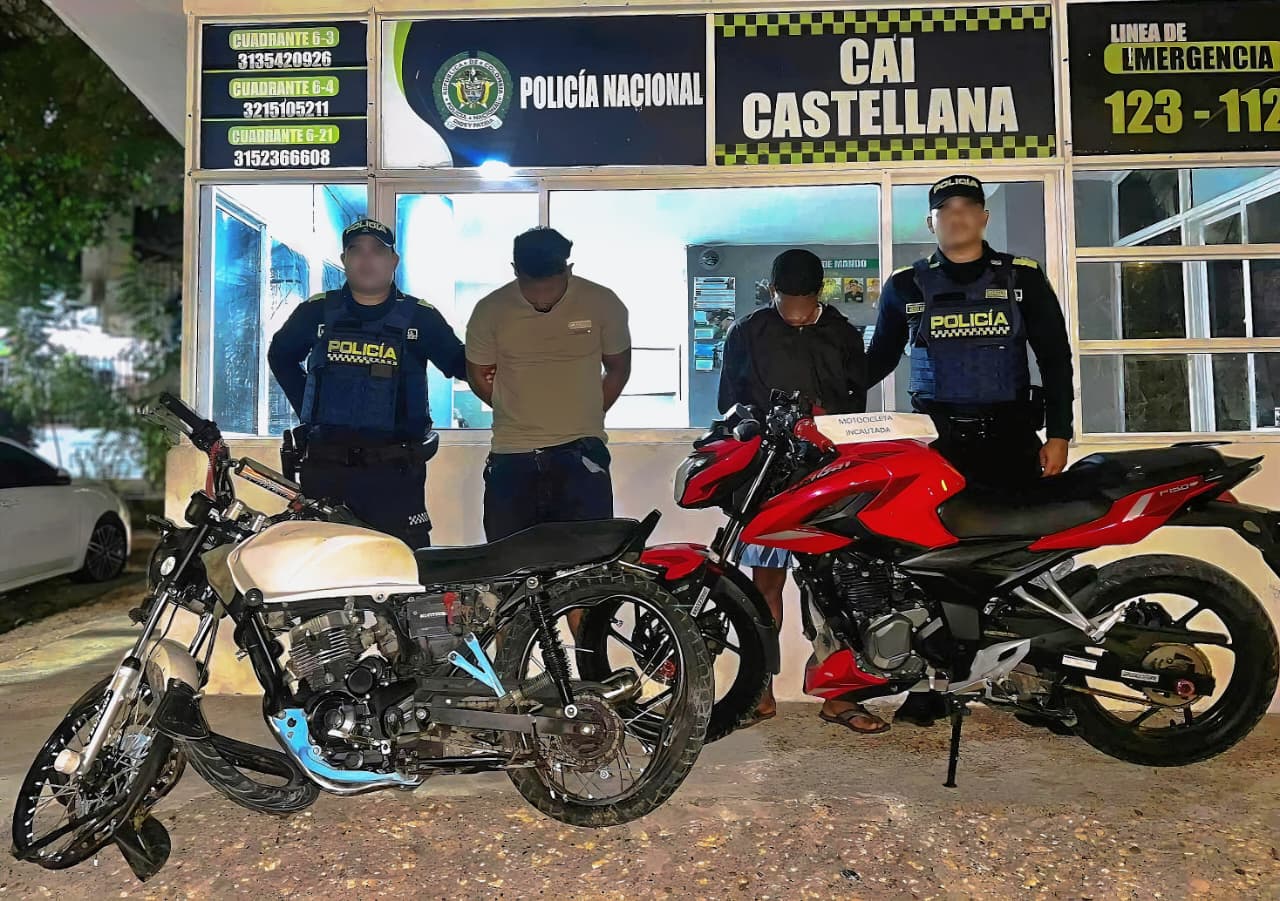 Dos presuntos delincuentes que habían hurtado una motocicleta fueron capturados con plan candado