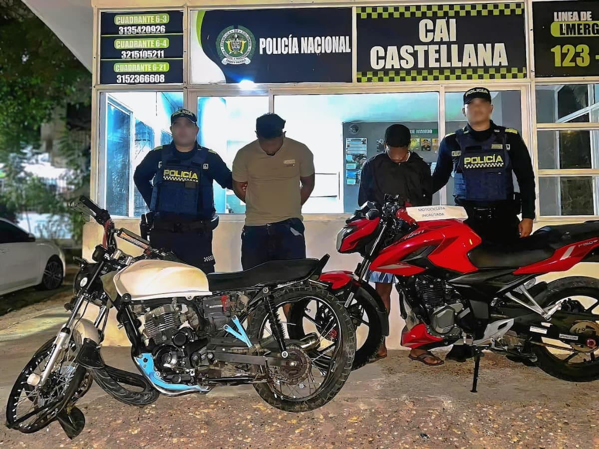 Dos presuntos delincuentes que habían hurtado una motocicleta fueron capturados con plan candado