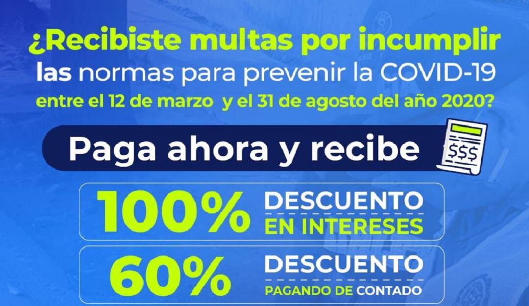 Descuentos en infracciones por infringir restricciones por la pandemia