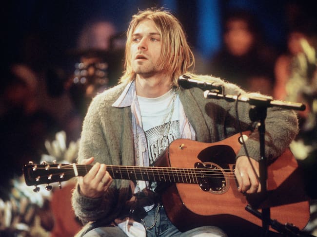 Kurt Cobain of Nirvana during the taping of MTV Unplugged at Sony Studios in New York City, 11/18/93. (Photo by Frank Micelotta/Getty Images) *** Special Rates Apply *** Call for Rates ***