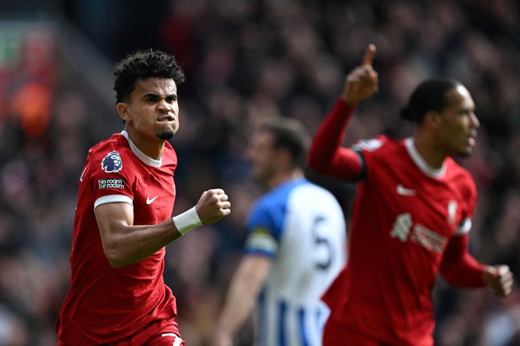 Luis Díaz celebra su gol ante Brighton / Getty Images