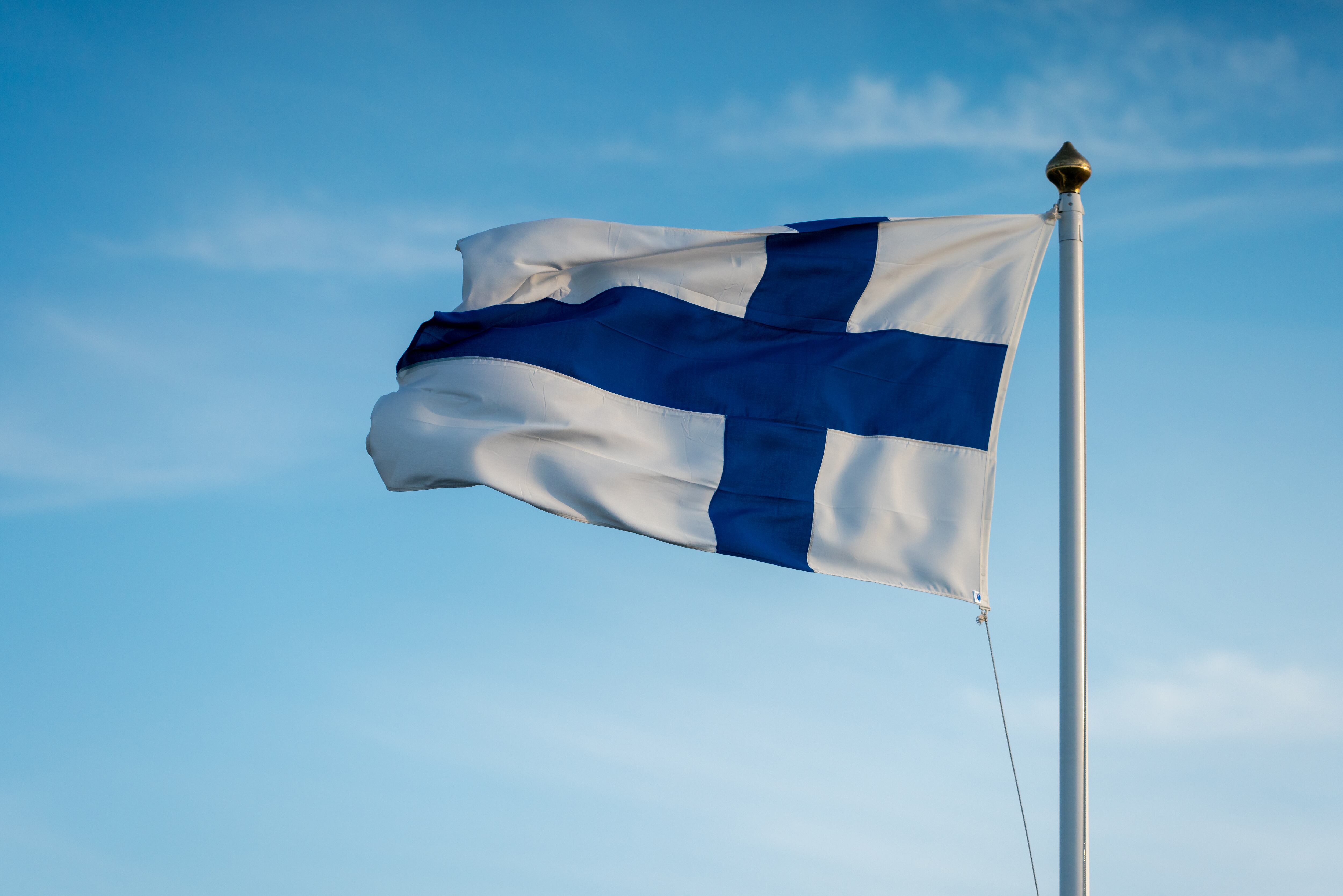 Finnish flag and blue sky