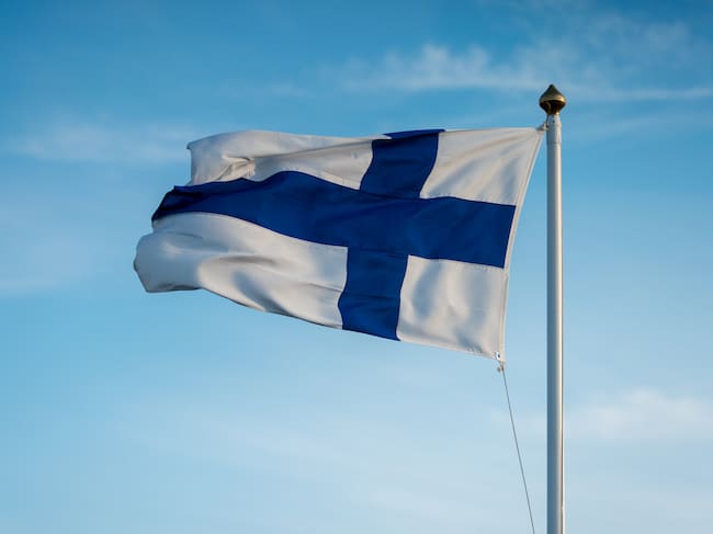 Finnish flag and blue sky