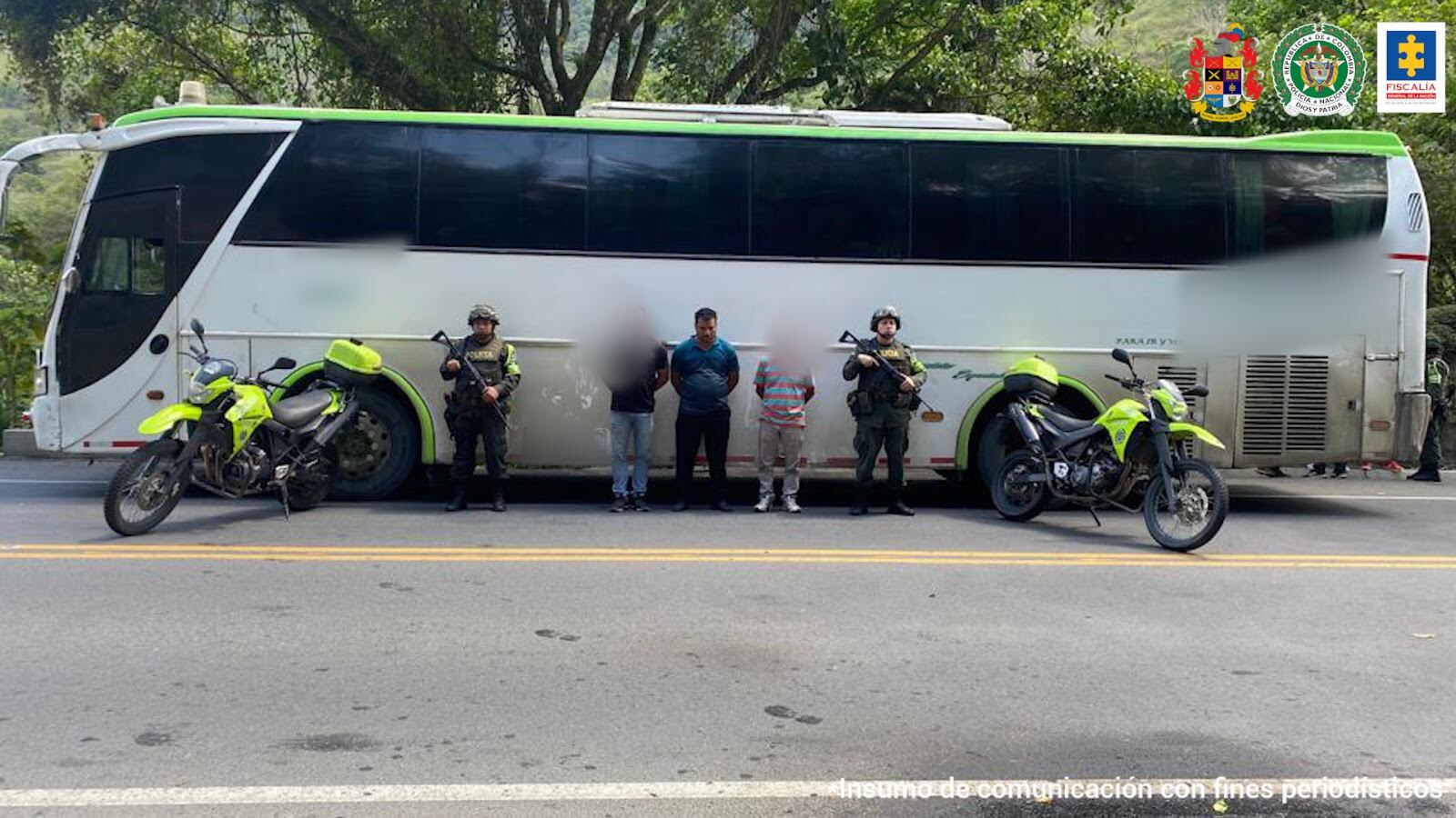 El conductor del bus fue capturado en carreteras del municipio de Dabeiba, Antioquia. Cortesía: Fiscalía.