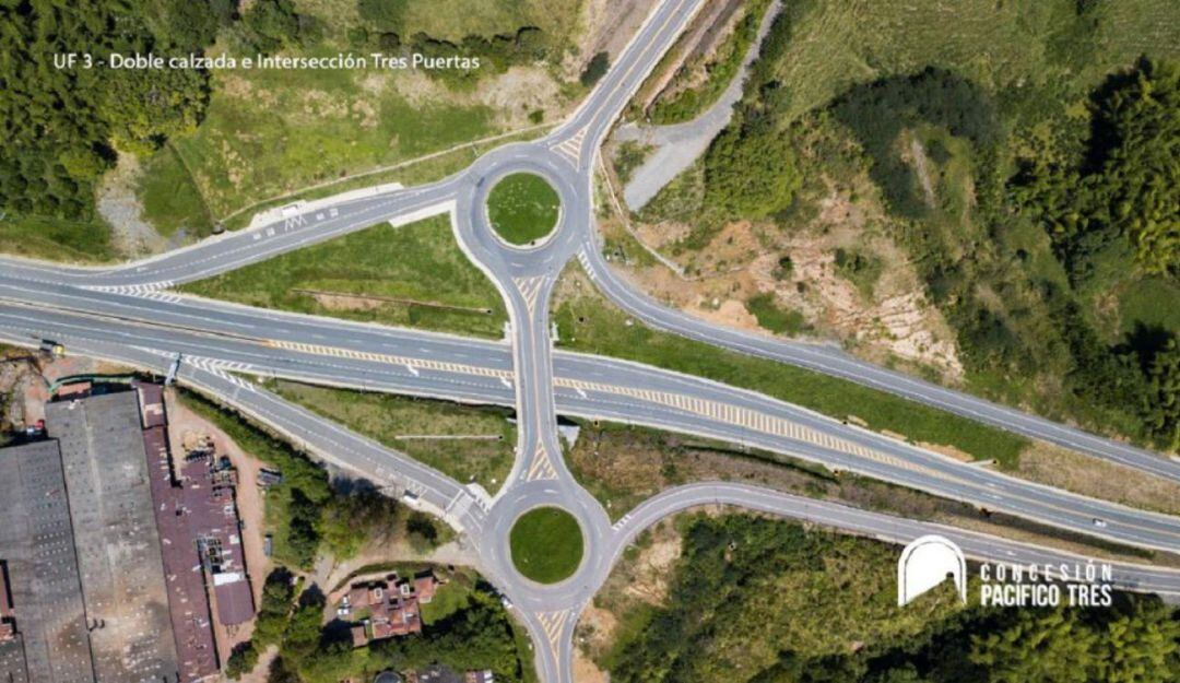 Intersección Tres Puertas en la vía Manizales - Medellín