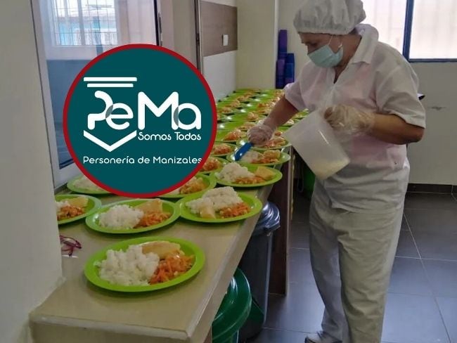 Fotos: manipuladora del PAE (archivo) y logo de la Personería de Manizales (Instagram).
