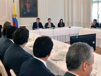 El Presidente Juan Manuel Santos lidera este miércoles una reunión con empresarios en la Casa de Nariño.