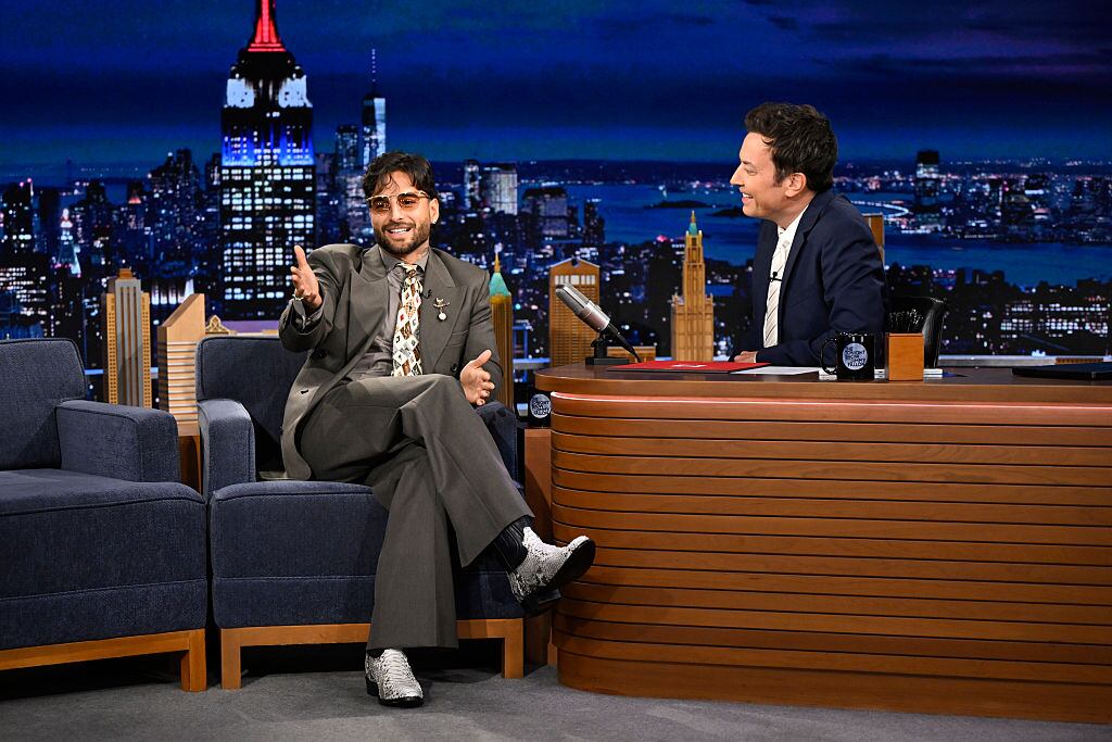 THE TONIGHT SHOW STARRING JIMMY FALLON -- Episode 2296 -- Pictured: (l-r) Singer-songwriter Maluma during an interview with host Jimmy Fallon on Friday, May 22, 2026 -- (Photo by: Todd Owyoung/NBC via Getty Images)