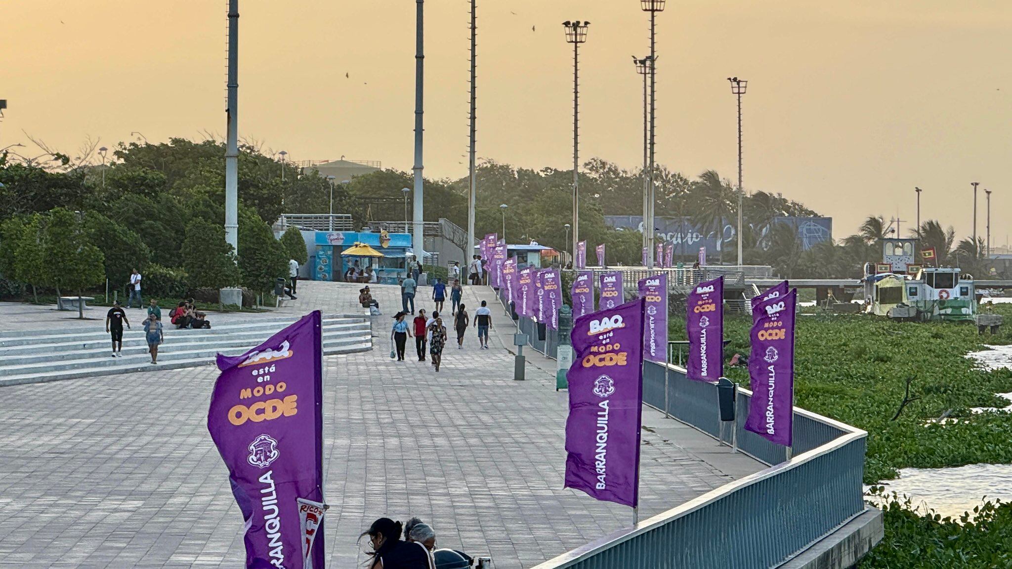Gran Malecón luce banderas de la OCDE - Foto: Alcaldía de Barranquilla.