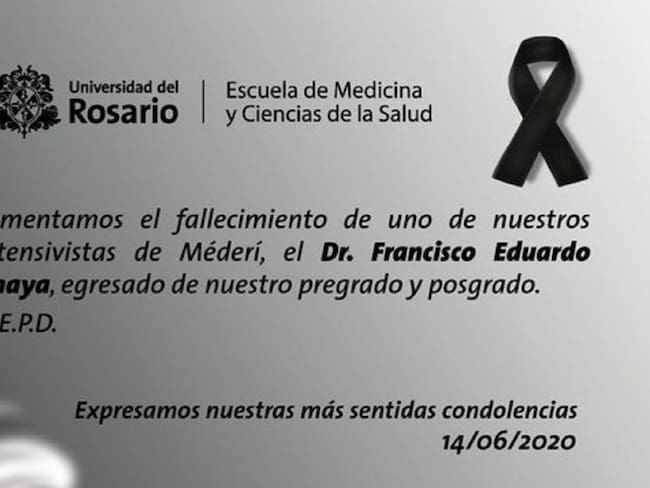 Muere en Bogotá médico intensivista por COVID-19