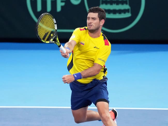 Nicolás Mejía, tenista colombiano, durante un encuentro de Copa Davis ante la Selección de Japón. FOTO: Koji Watanabe/Getty Images