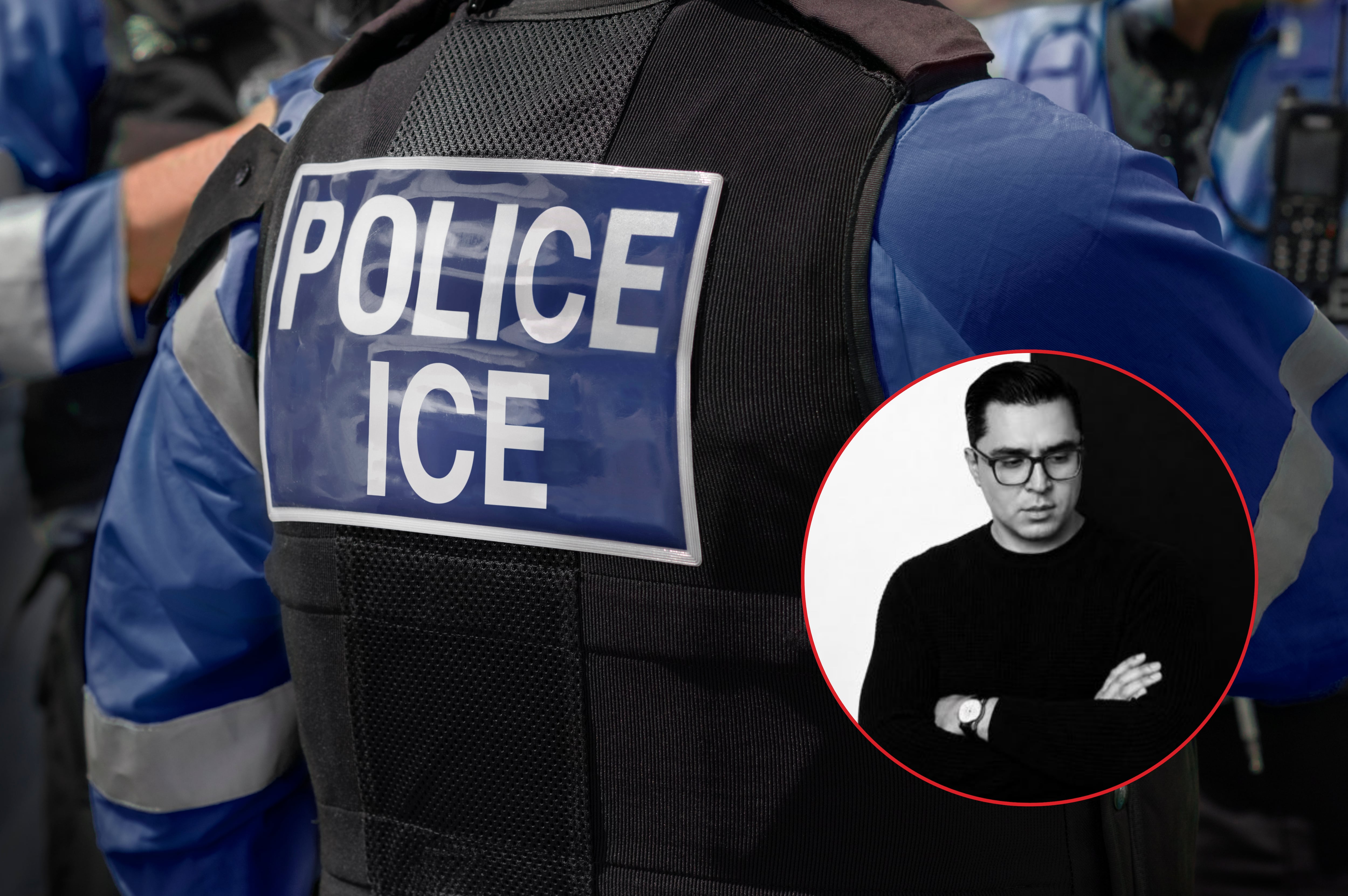 Imagen de referencia. Agente de ICE: Getty Images / Beto Coral: X (Anteriormente Twitter).