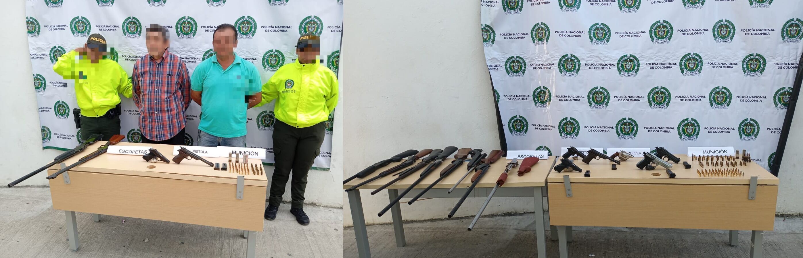 La Policía captura a dos hombres con varias armas de fuego y municiones en Sincé