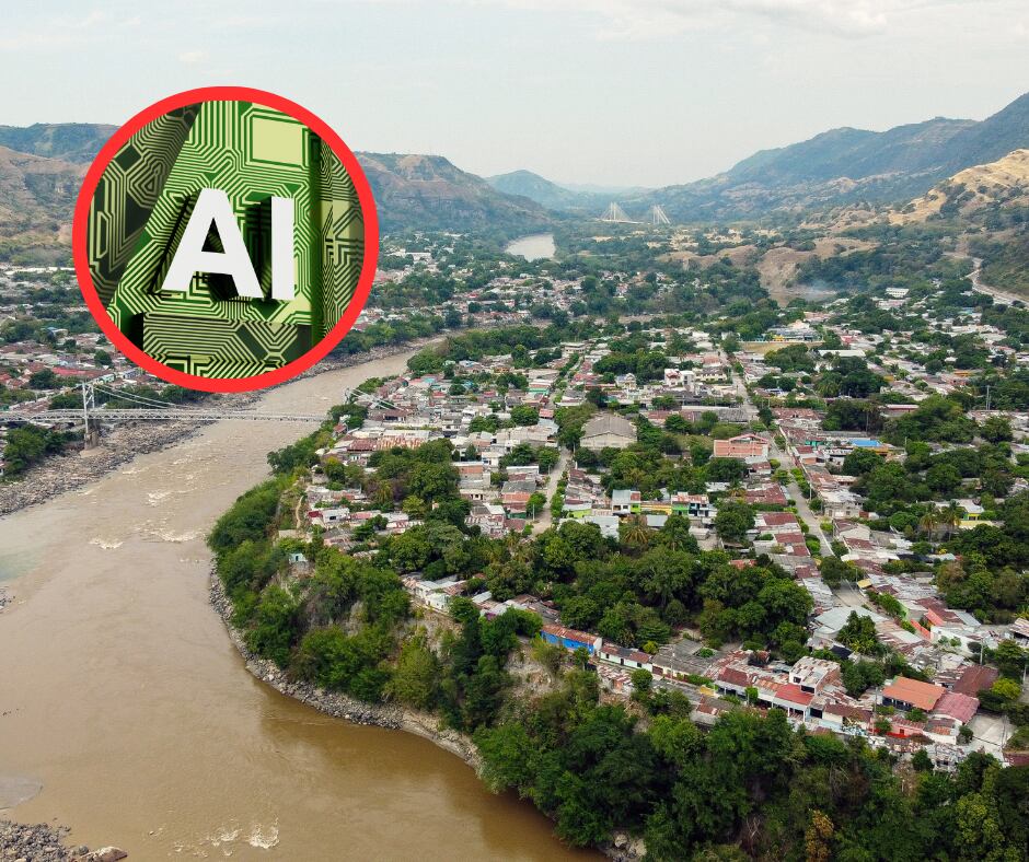 Río Magdalena pasando por Honda y logo IA (Getty Images)