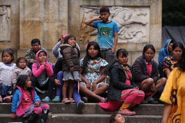 Comunidad Embera Katío asentada en el centro de Bogotá / Foto: Colprensa