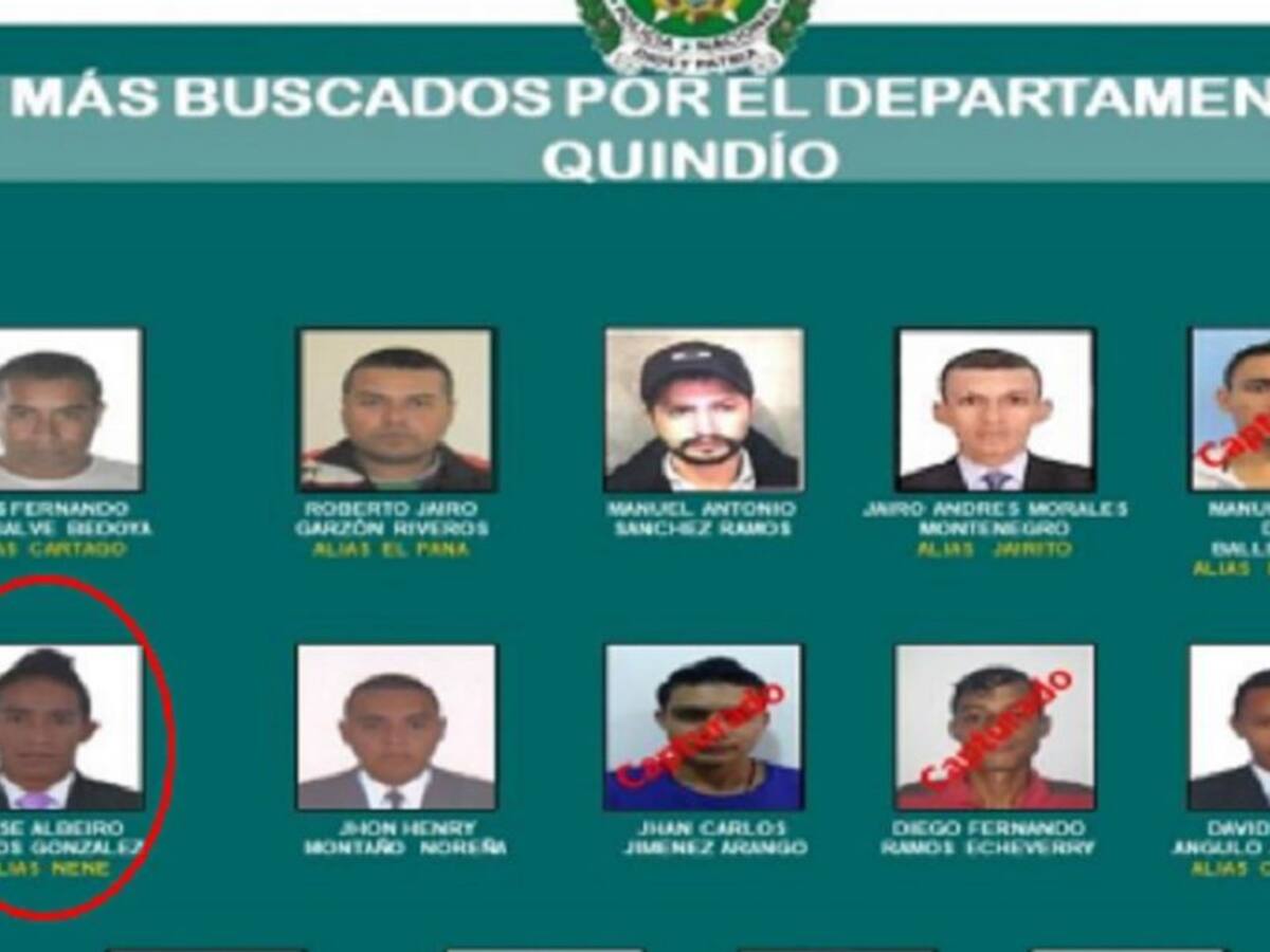 Capturan a alias "Nené" uno de los delincuentes más buscados del Quindío