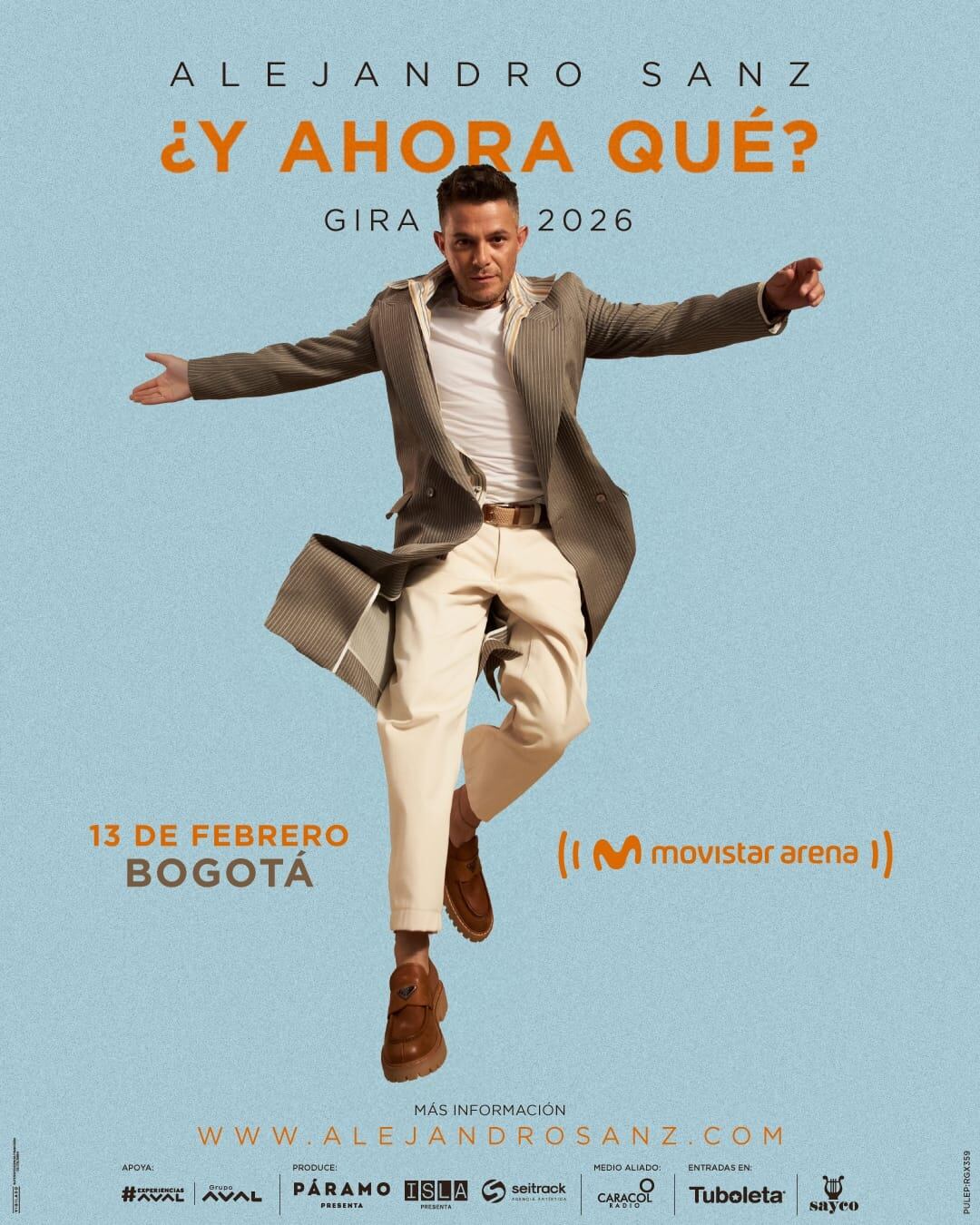 Alejandro Sanz anuncia su regreso a Colombia en 2026. Cortesía; Páramo Presenta