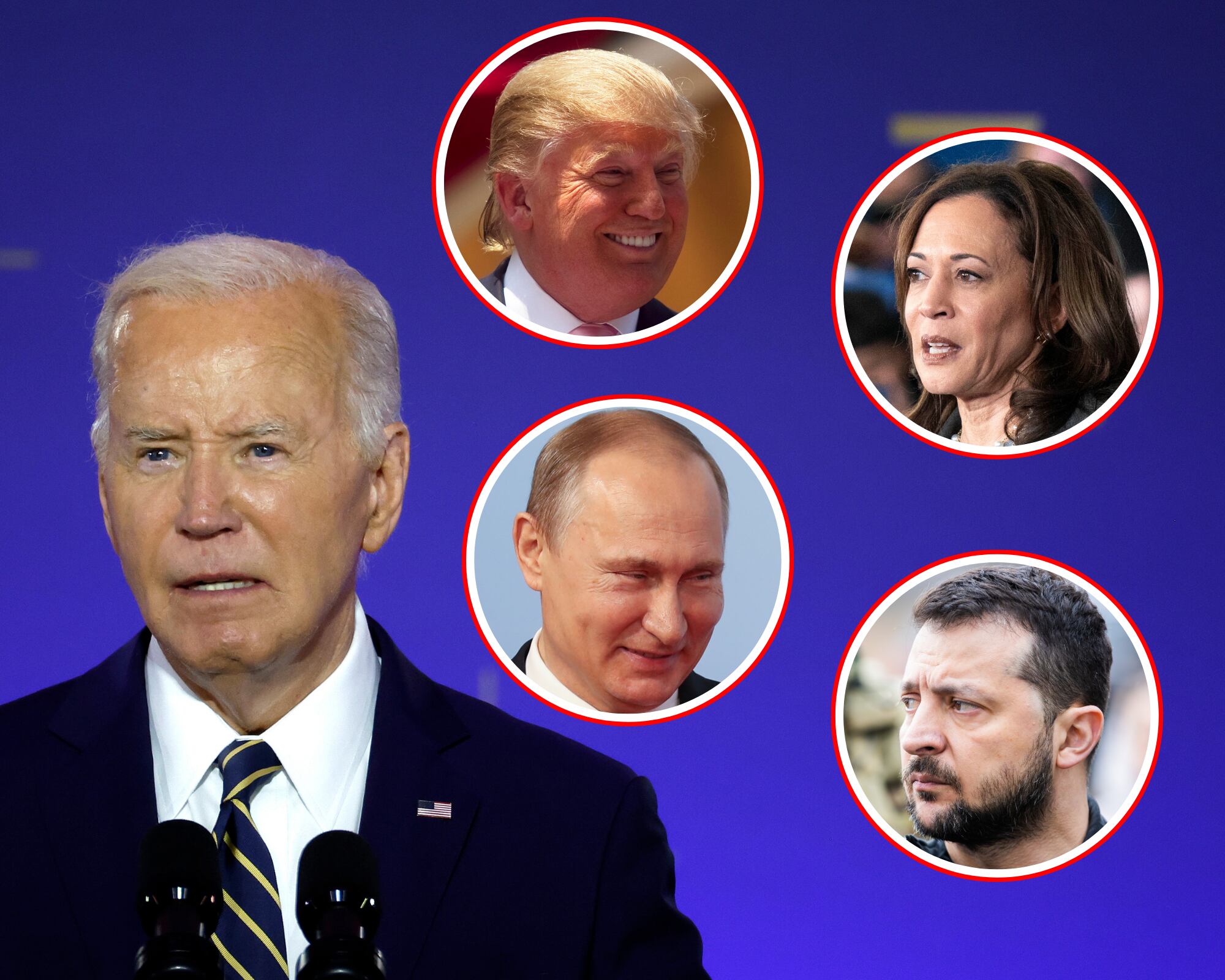 Durante su intervención en la cumbre de la OTAN, el presidente Joe Biden confundió a su vicepresidenta Kamala Harris con Donald Trump y al presidente Volodimir Zelenski con Vladimir Putin.

(Foto: Caracol Radio / Getty )