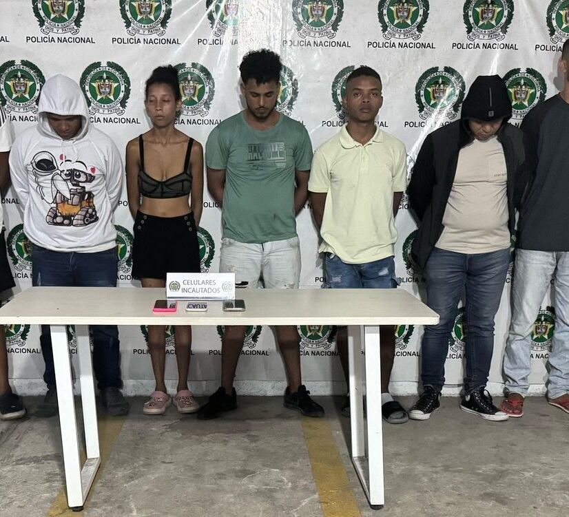 Algunos de los capturados. Foto: cortesía Policía de Barranquilla.